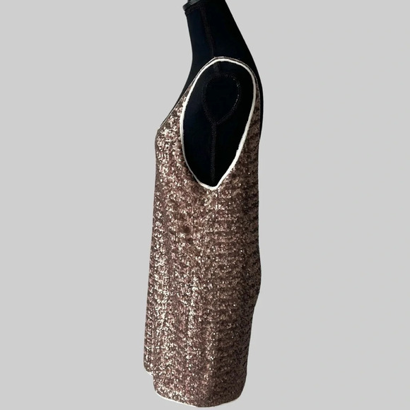 Aritzia Wilfred  Bronze Sequin Silk Trim Tank Dress - Picture 2 of 14